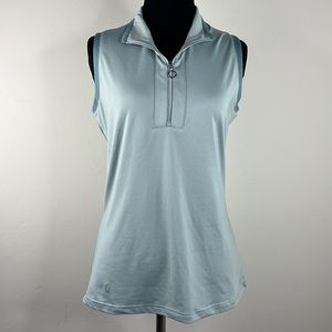 GGBLUE Luxe Green Mint Performance Golf/ Tennis Prep Sleeveless Polo Shirt